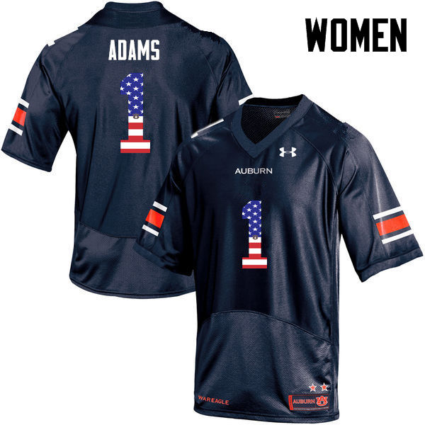 Women #1 Montravius Adams Auburn Tigers USA Flag Fashion College Football Jerseys-Navy - Click Image to Close